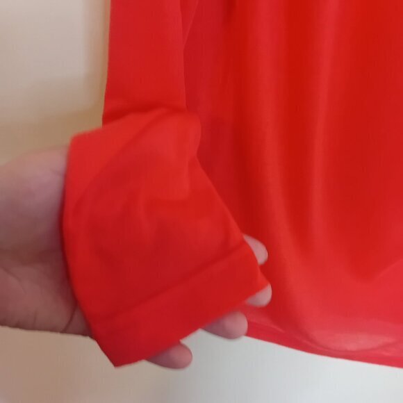 The Bay Women's Rococo Sheer Red Lightweight Blouse Cowl Neck Ruched NO SIZE - Picture 9 of 11